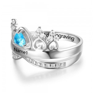 Personalized Birthstone Ring, Sterling Silver Personalized Engravable Ring JEWJORI102880